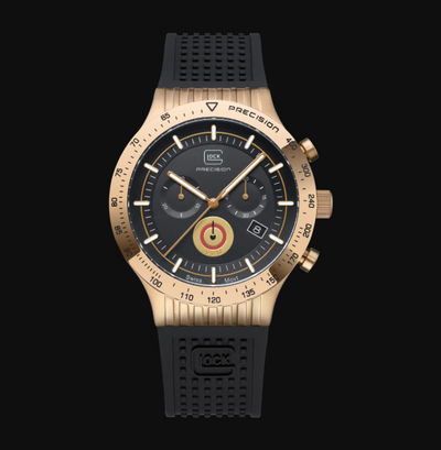 Gents Khaki Steel Glock Watch with Black Dial