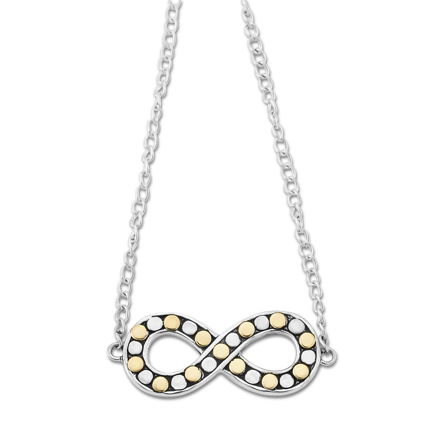 SS & 18K Yellow Gold Beaded Infinity "Tak" Necklace