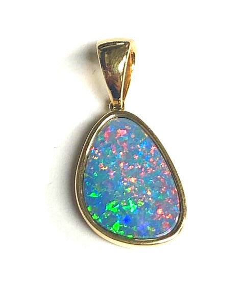 14KY Australian Opal Doublet Pendant