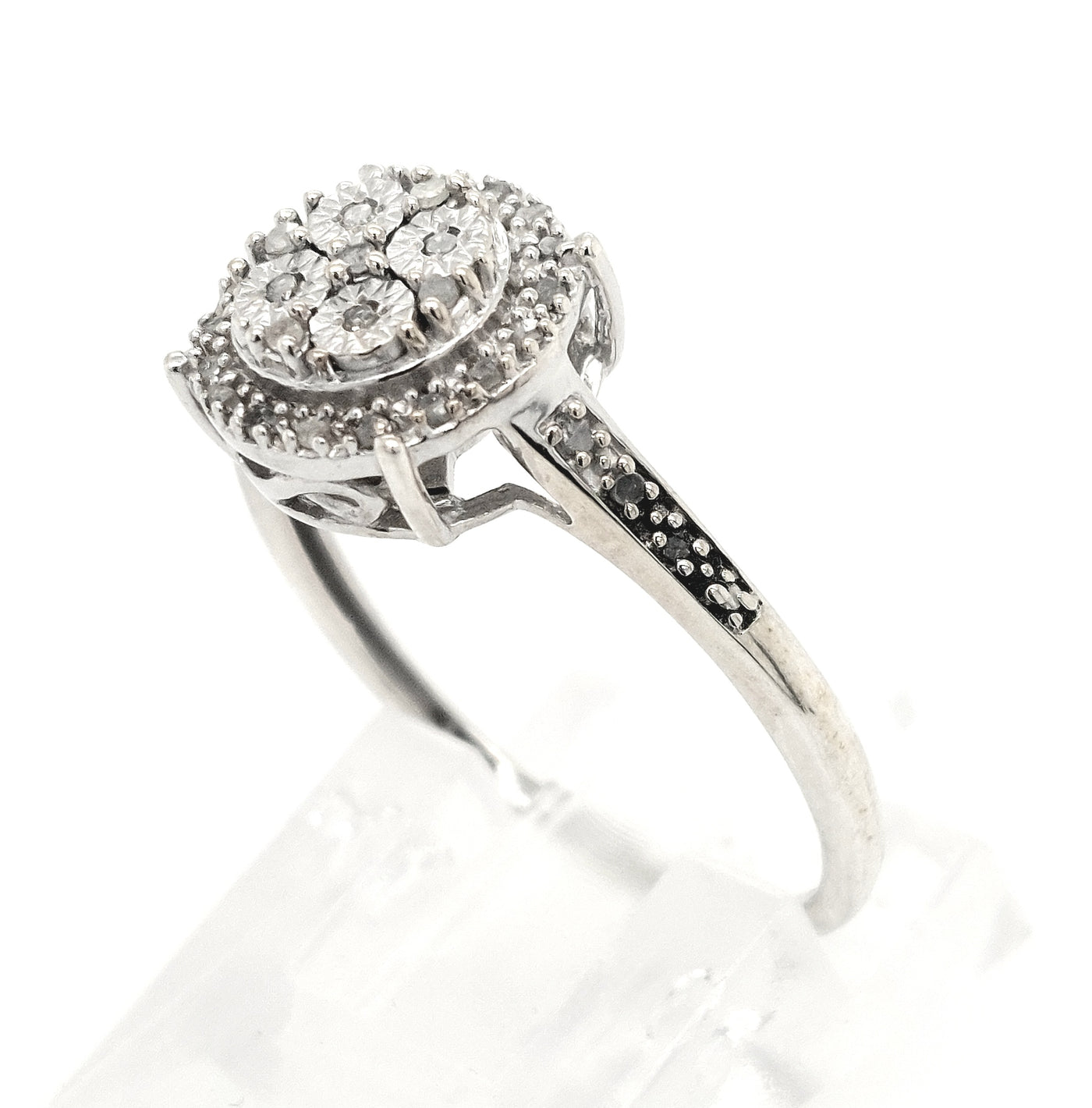SS Round Diamond Cluster Ring