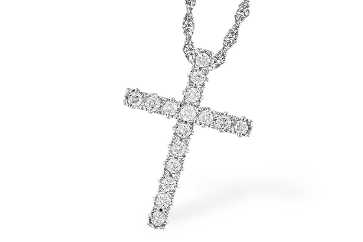 14K White Gold Diamond CroSS Necklace (18 inches)