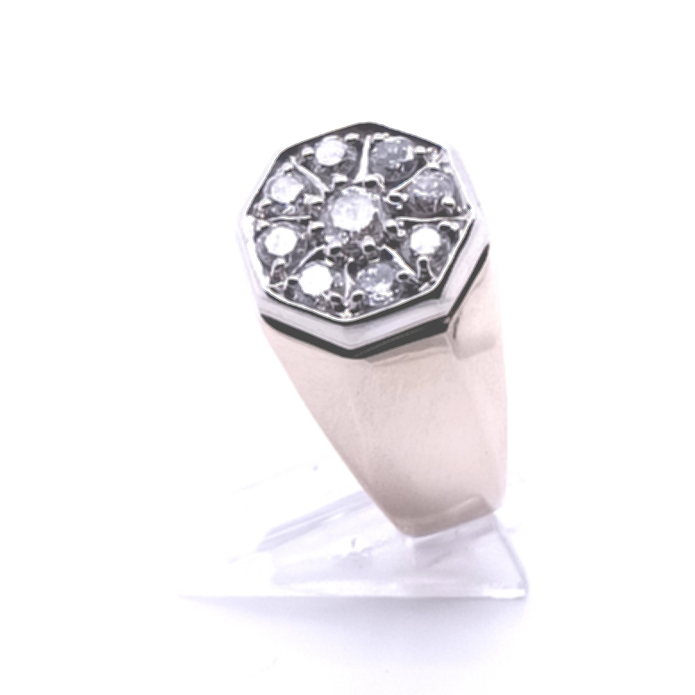 14KY 1.20ctTW Octagonal Shaped RBC Diamond Cluster Ring