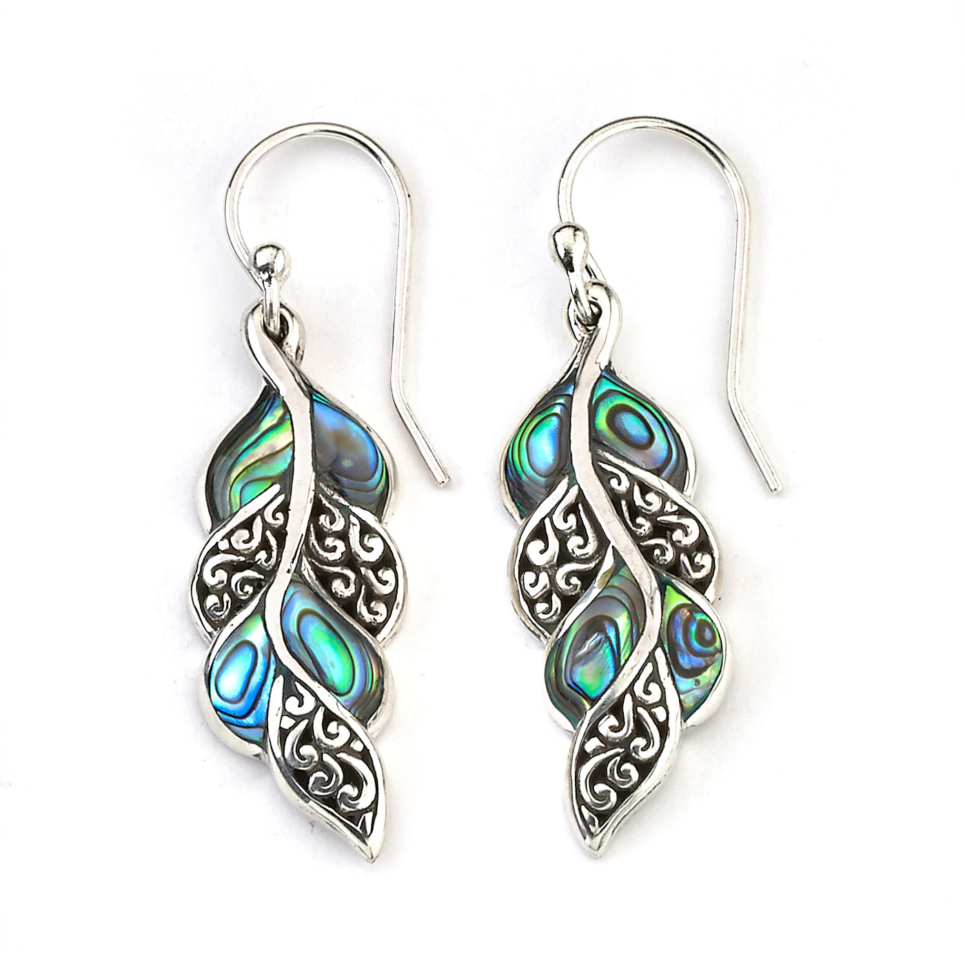 SS "Cascada Leaf Earrings" with Paua