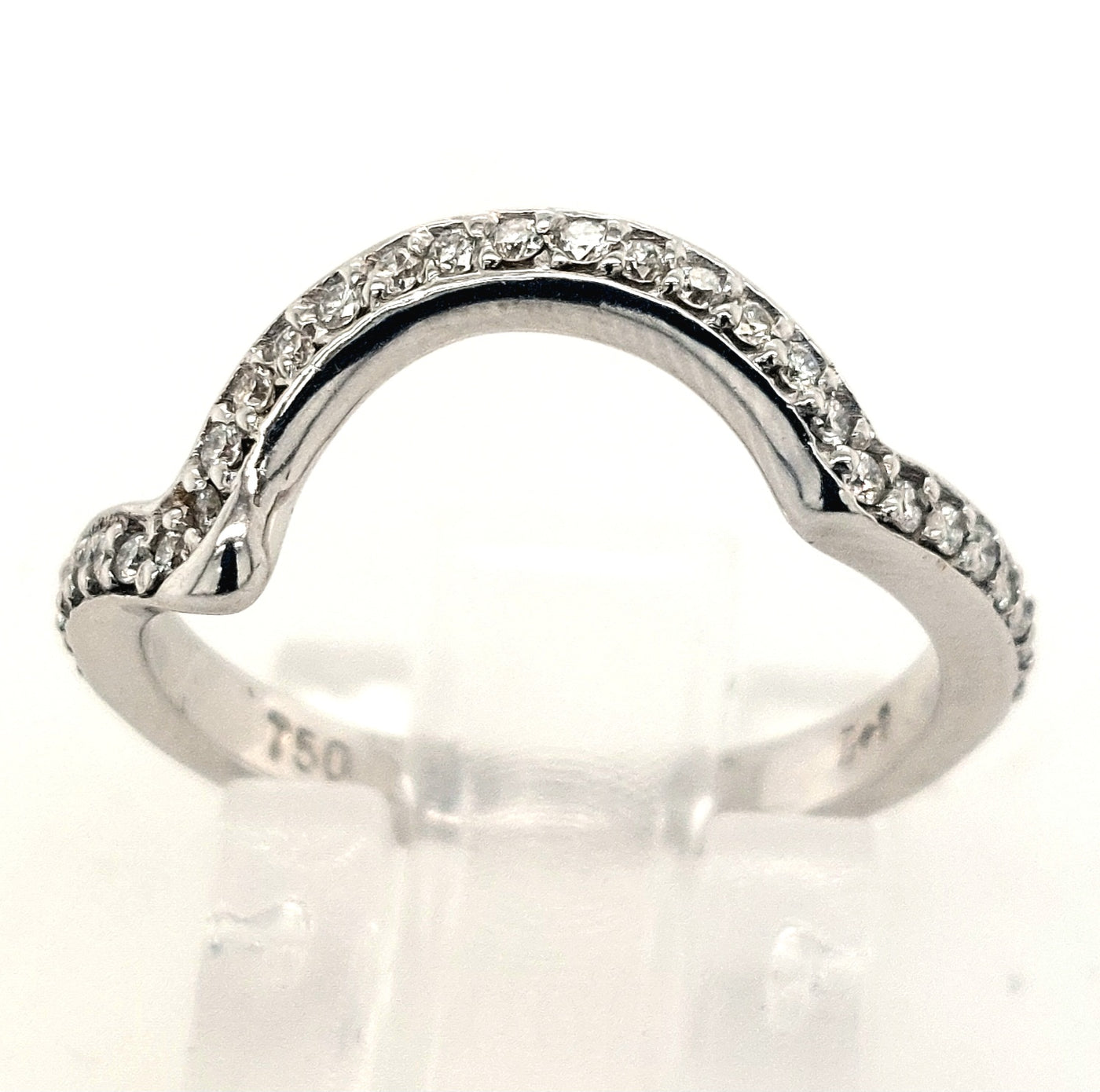 18KWG Contoured Diamond Wedding Band