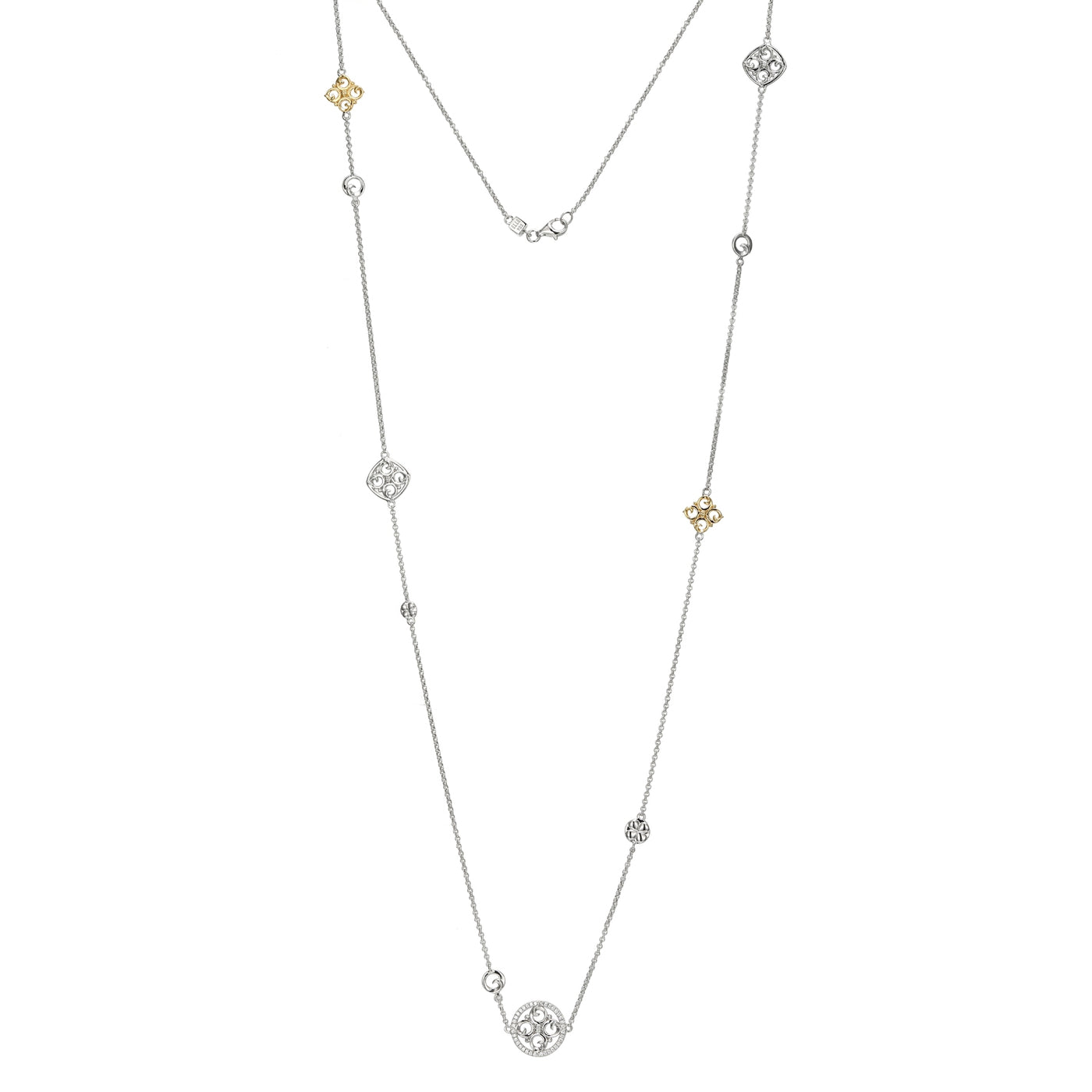 SS Elle Two-Tone Long Station Necklace