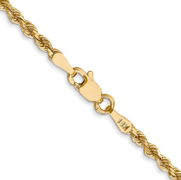 14K Yellow Gold Solid Rope Anklet