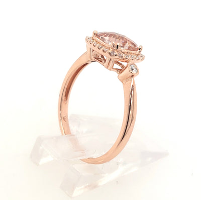14K Rose Gold Diamond and Morganite Engagement Ring (Size 7)