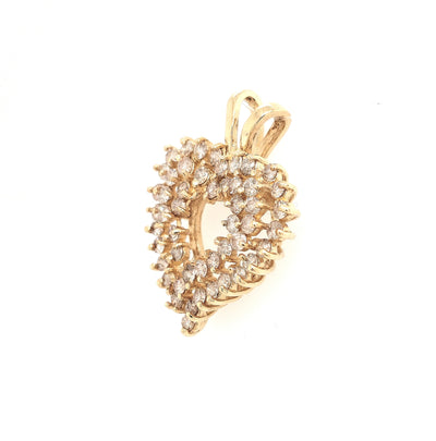 14KY RBC Diamond Cluster Heart Pendant 0.60ctTW