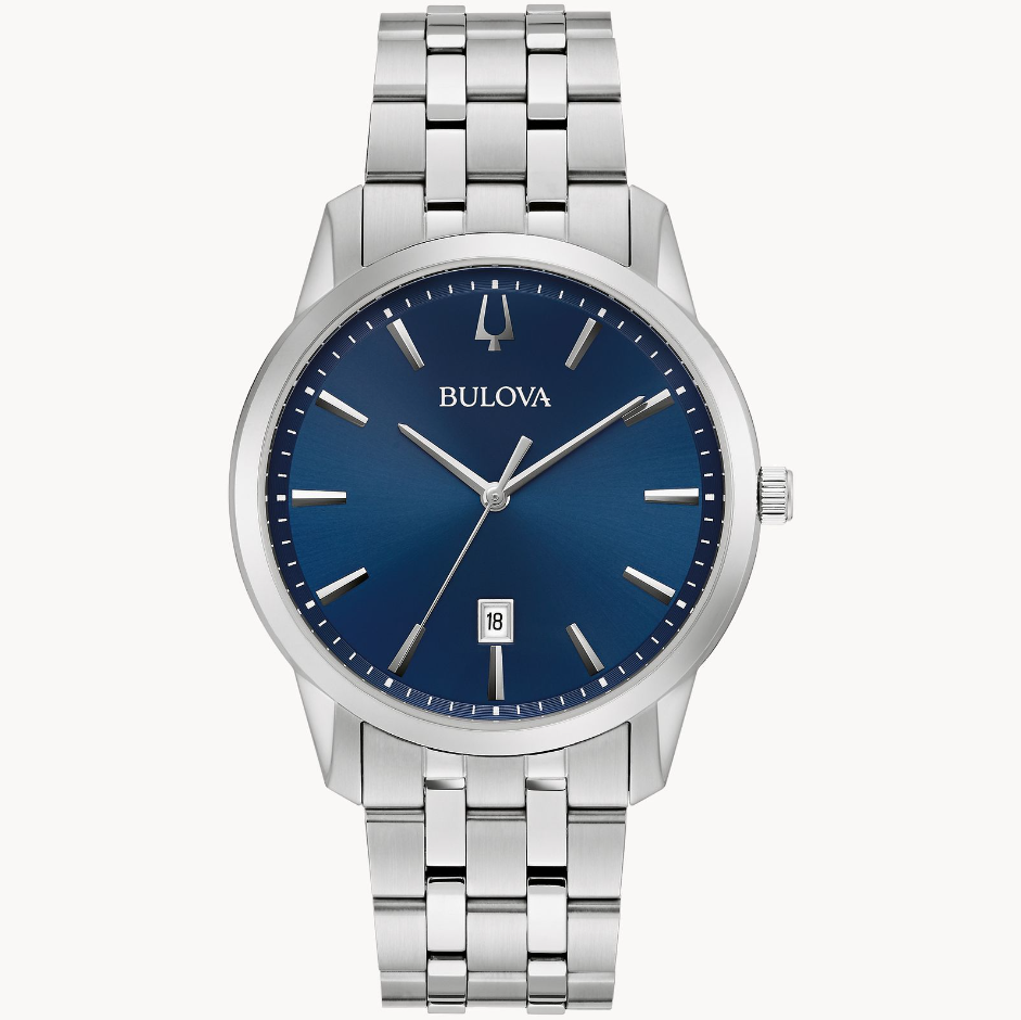 Gents Silver Tone Bulova "Sutton" Blue Satin Dial