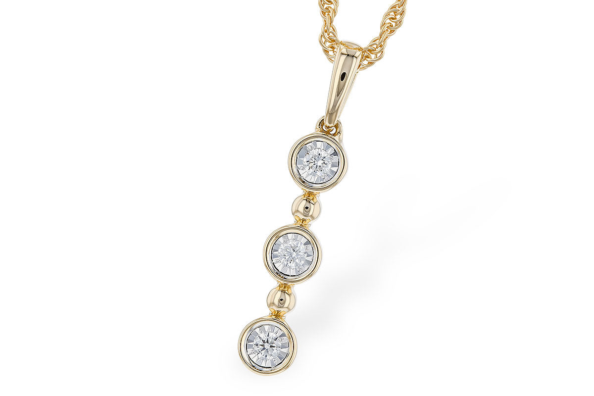 14K Yellow Gold Bubble Drop Diamond Necklace (18 inches)