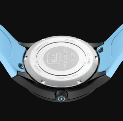 Mid-size Black Titanium Glock Watch with Black Dial and Blue Dial Accents