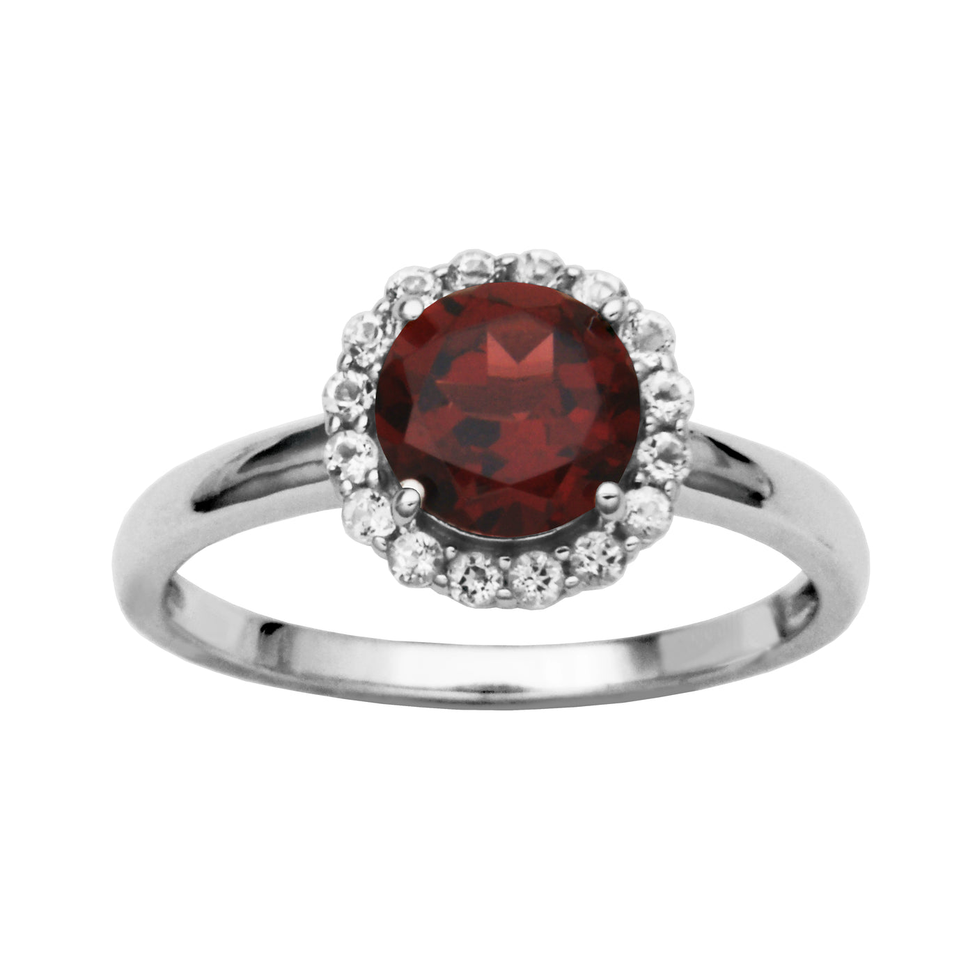 Sterling Silver Garnet & White Topaz "Dazzle" Ring (Size 7)