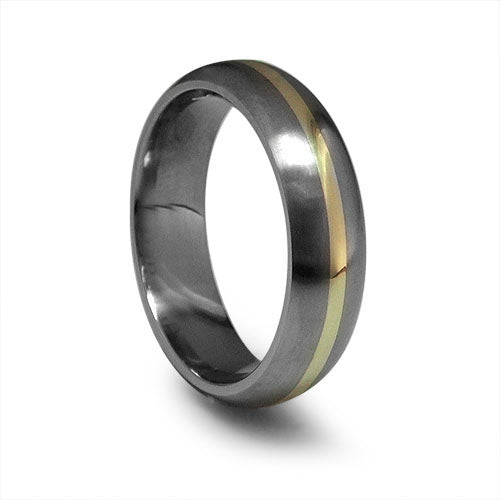 6mm Domed Titanium/14KY Band Size:10