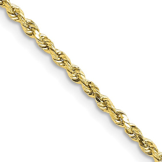 10KY 2.5mm Diamond-Cut Rope Chain with Lobster Claw Clasp