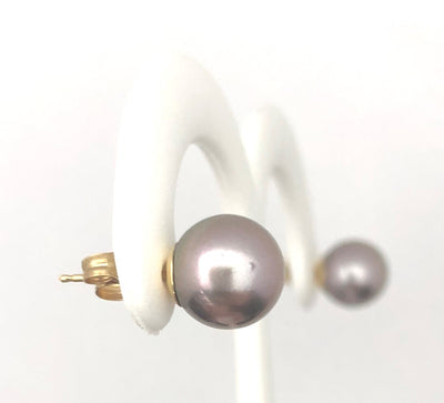 14KY  Black Pearl Earring Pair