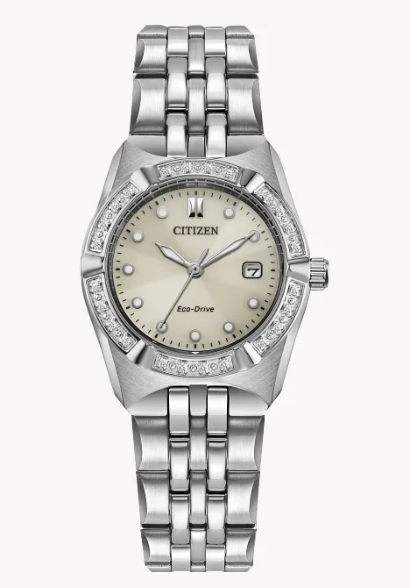 Lady's Citizen Eco-Drive "Corso Diamond" w/ Taupe Diamond Dial