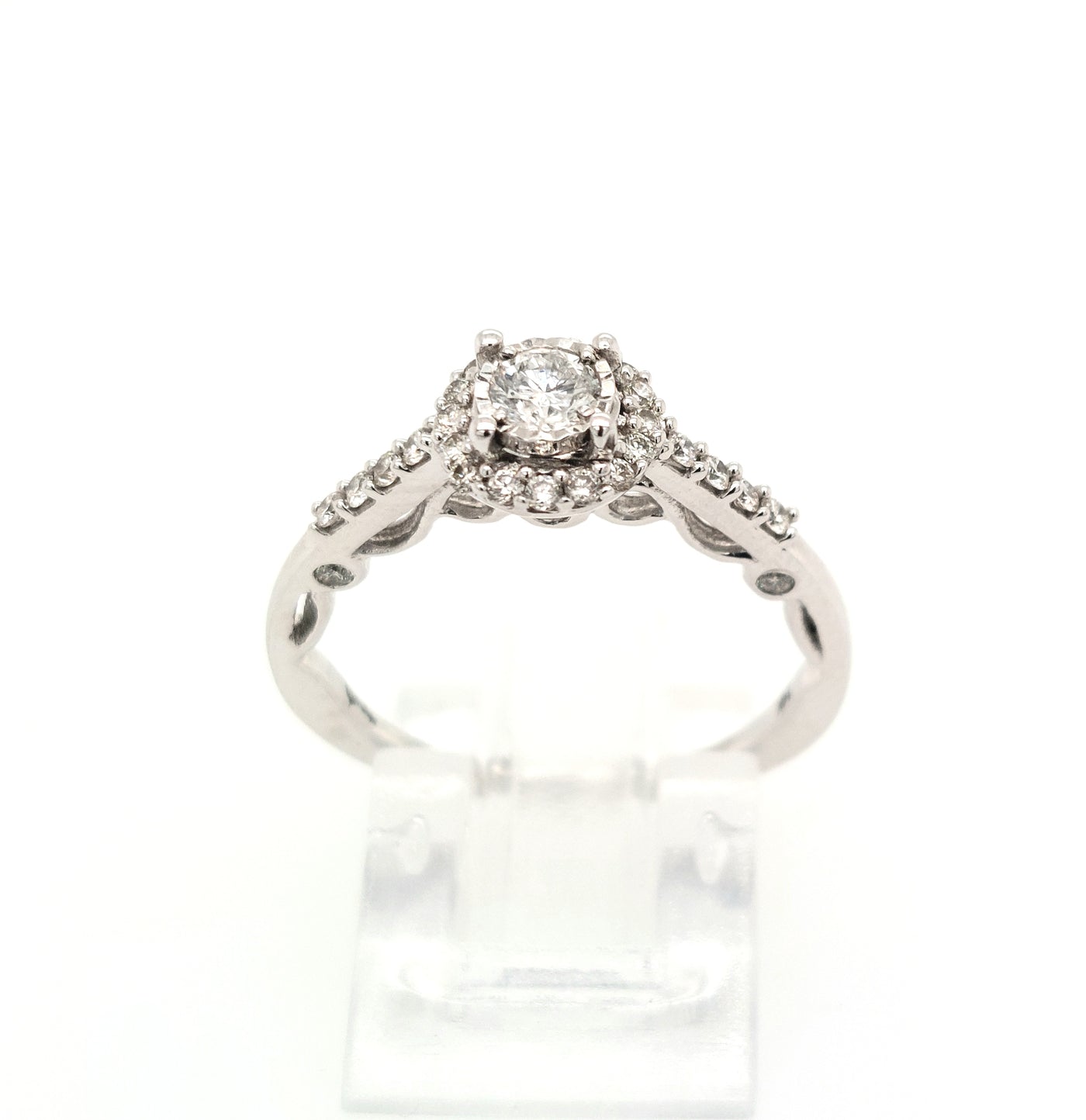 14K White Gold .50ctTW H/SI Round Diamond Engagement Ring Size:7