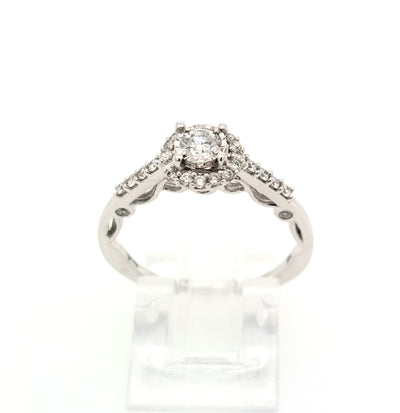 14K White Gold .50ctTW H/SI Round Diamond Engagement Ring Size:7