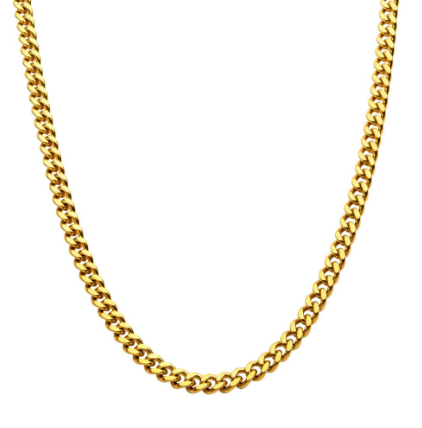18K Gold Ion-Plated Stainless Steel Miami Cuban Chain Necklace, 24in