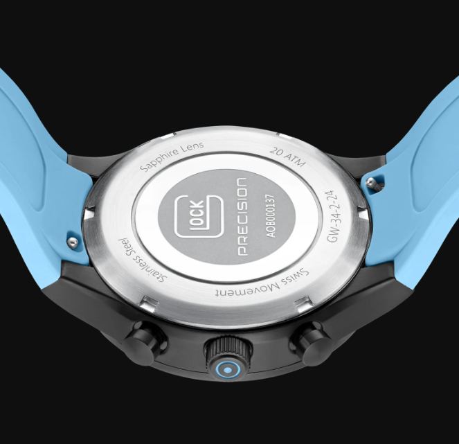 Gents Black Steel Glock Watch with Black Dial and Chronodial
