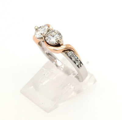 14K White & Rose GoldTwo-Stone Diamond Engagement Ring