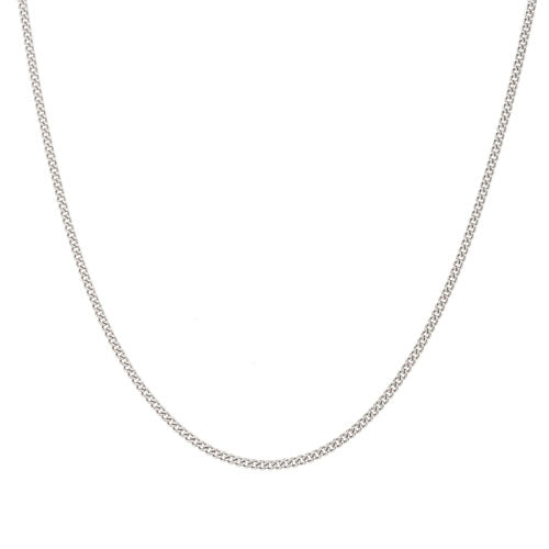 20in" Platinum Finish SS 1mm Curb Chain with End Caps and Spring Ring