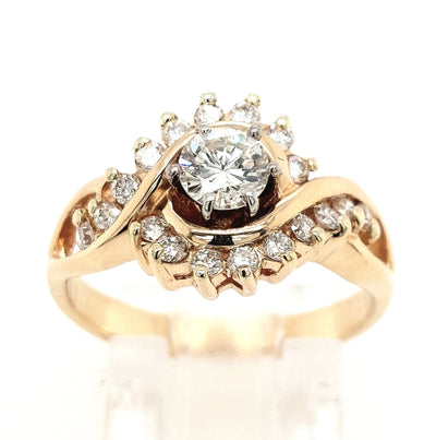 14KY Twisted Halo Diamond Engagement Ring