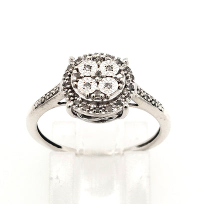 SS Round Diamond Cluster Ring