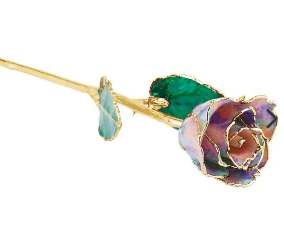 Lacquered Opal Colored Rose with 24K Gold Trim