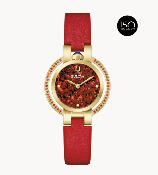 Lady's Gold-Tone Bulova "Rubaiyat Autumn" with Synthetic Fire Opal Dial