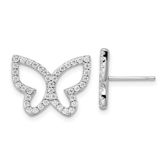 Sterling Silver Cubic Zirconia Butterfly Earrings