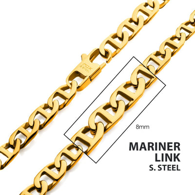 Stainless Steel 8mm 18Kt Gold