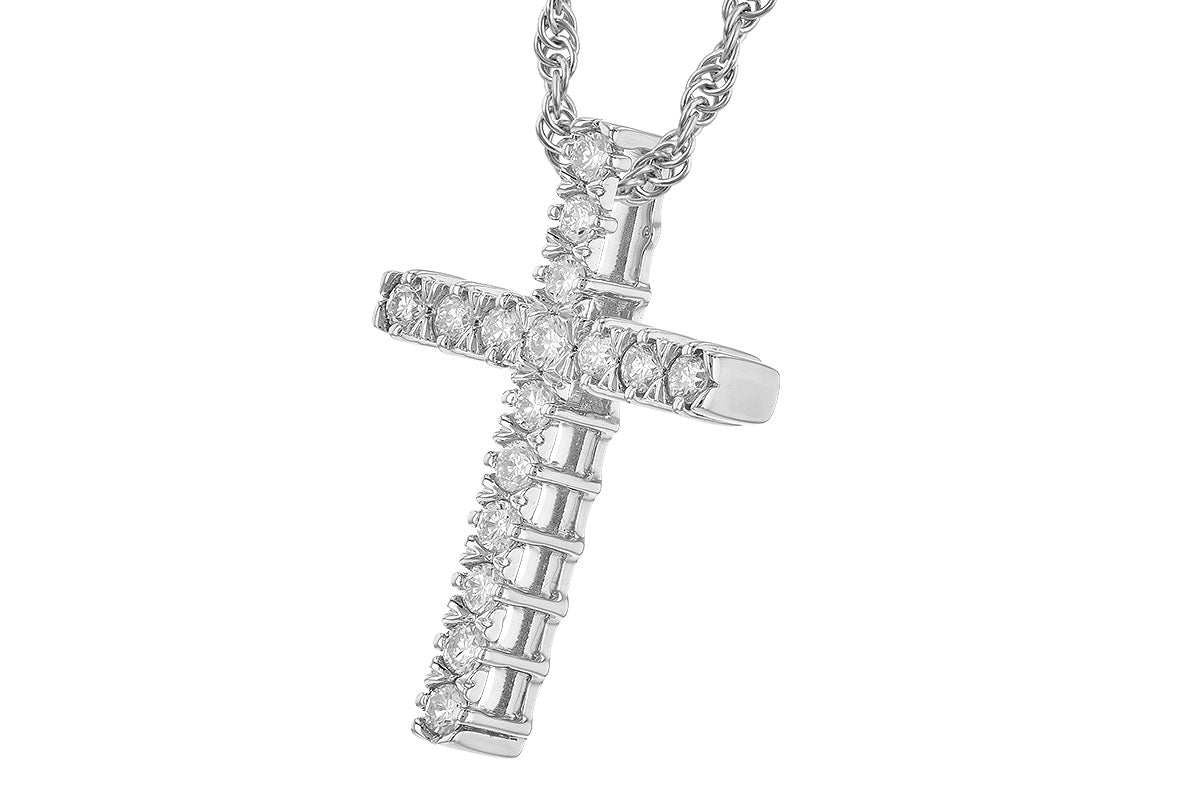 14K White Gold Diamond CroSS Necklace (18 inches)