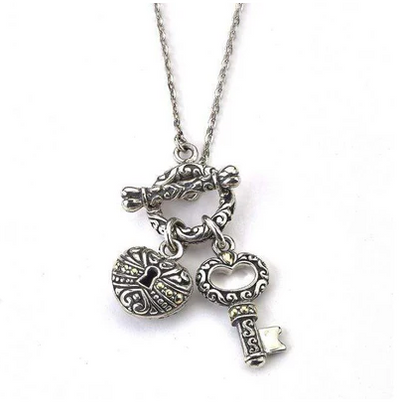 SS and 18K Yellow Gold "Key To My Heart Necklace"