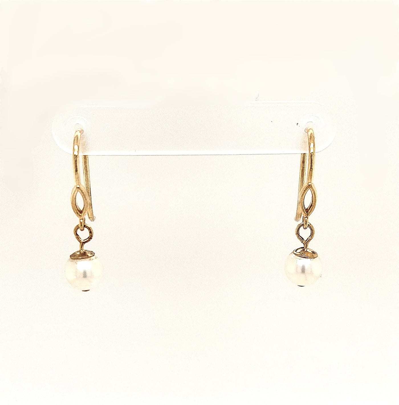14K Yellow Gold 6.0mm Pearl Dangle Earring Pair