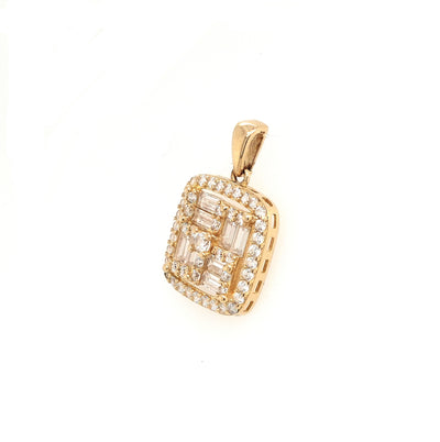 14KY Square Diamond Cluster Pendant 0.60ctTW