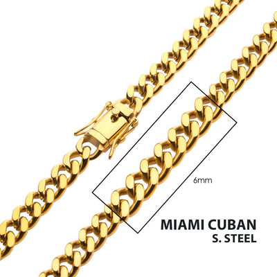 18K IP Stainless Steel 6mm Miami Cuban Chain Chain (26 inch)