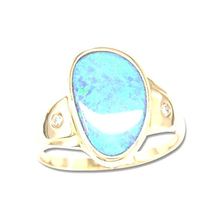 14KY Australian Opal Doublet Ring