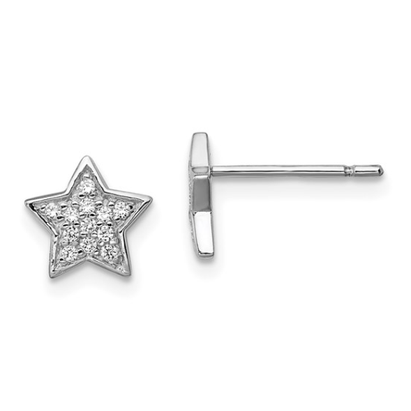 Sterling Silver Cubic Zirconia Star Earring Pair