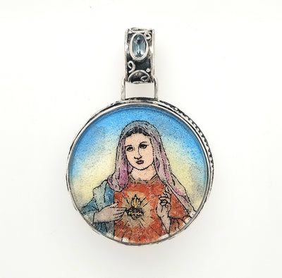 SS Crushed Gemstone "Mary Pendant"