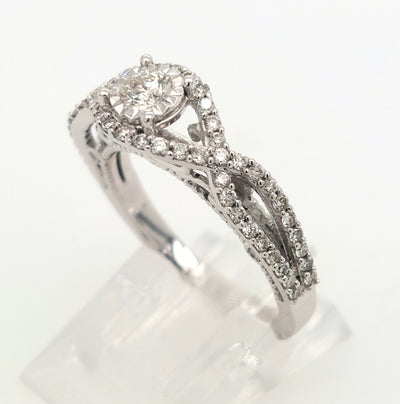 14KW 0.85ctTW H/SI2 Diamond Engagement Ring