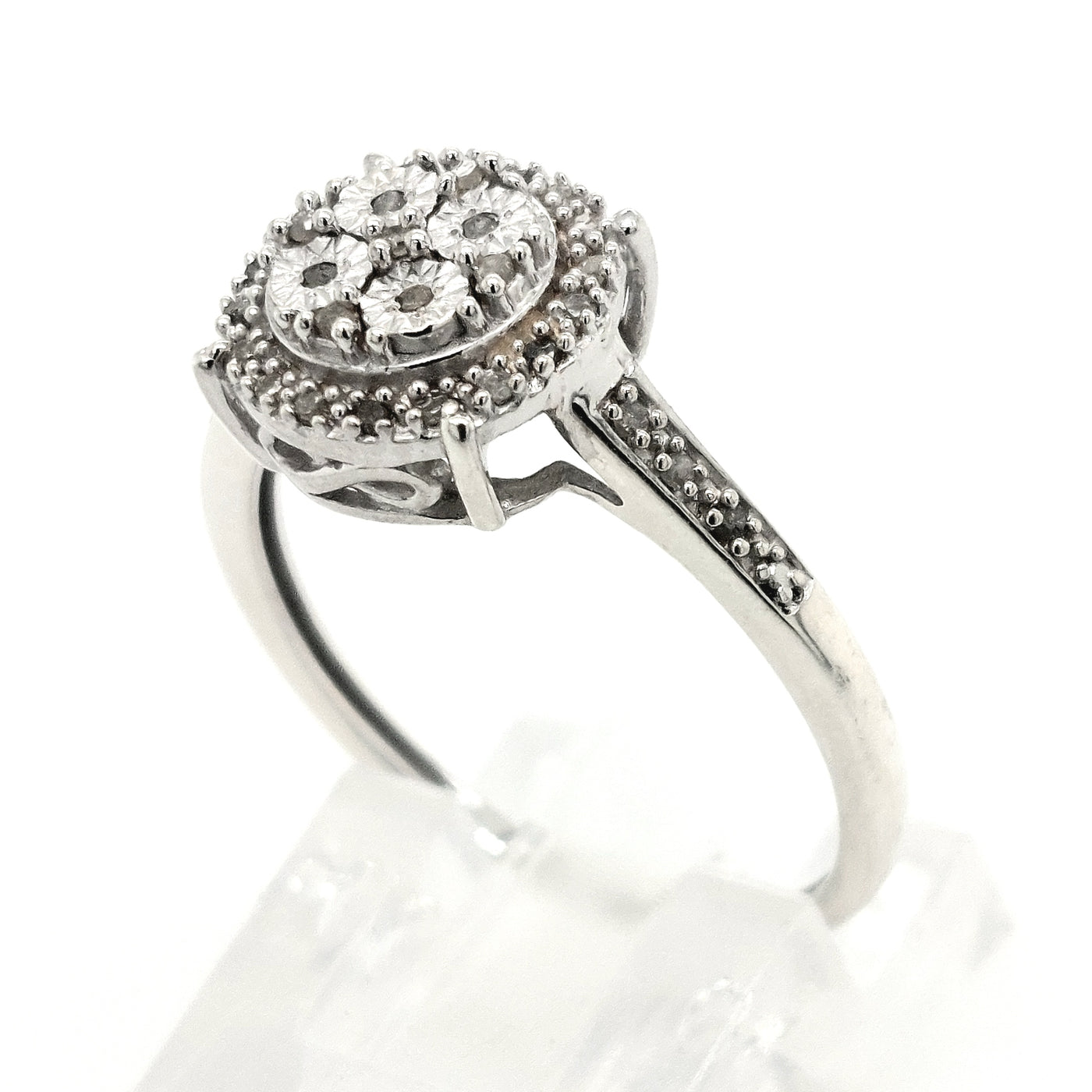 SS Round Diamond Cluster Ring