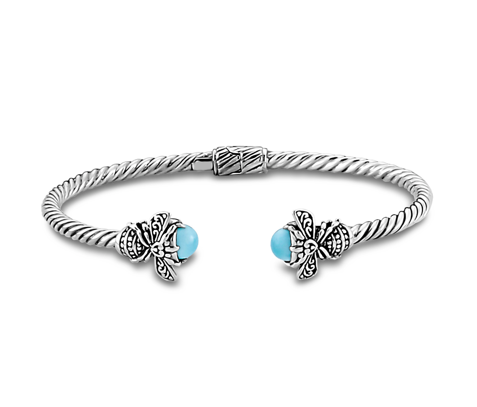 SS Larimar Twisted Cable "Lambumba Bangle" with Bumblebee Accents