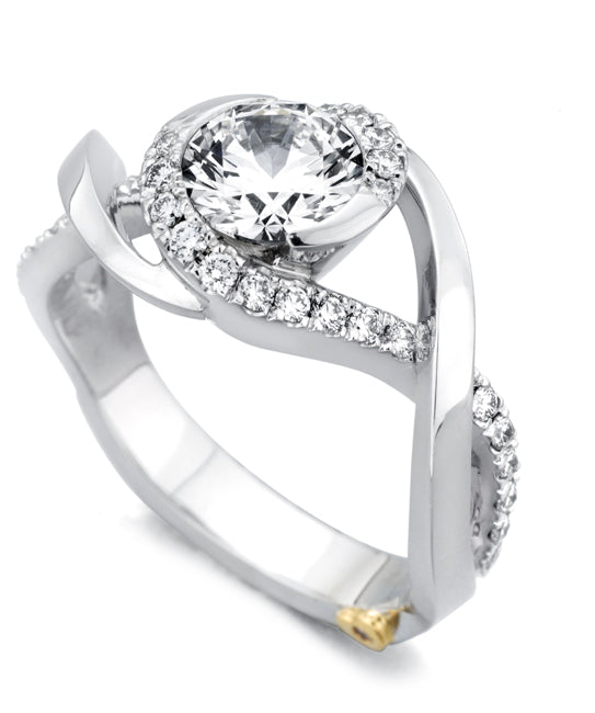 14KW "Scintillate" .31ctTW Diamond Semi-Mount Engagement Ring with CZ Center
