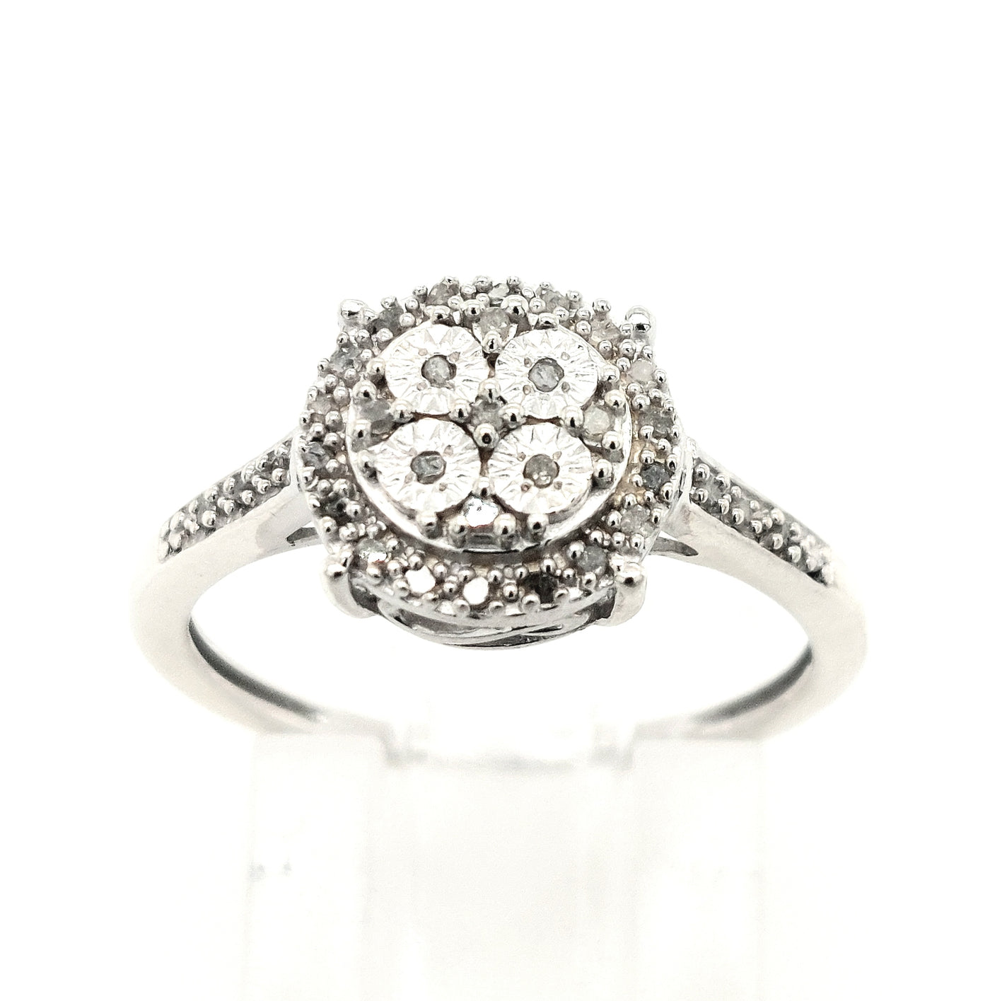 SS Round Diamond Cluster Ring