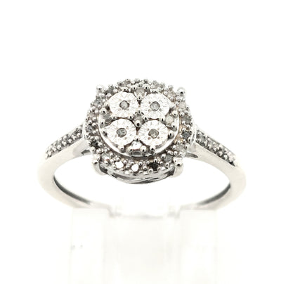 SS Round Diamond Cluster Ring