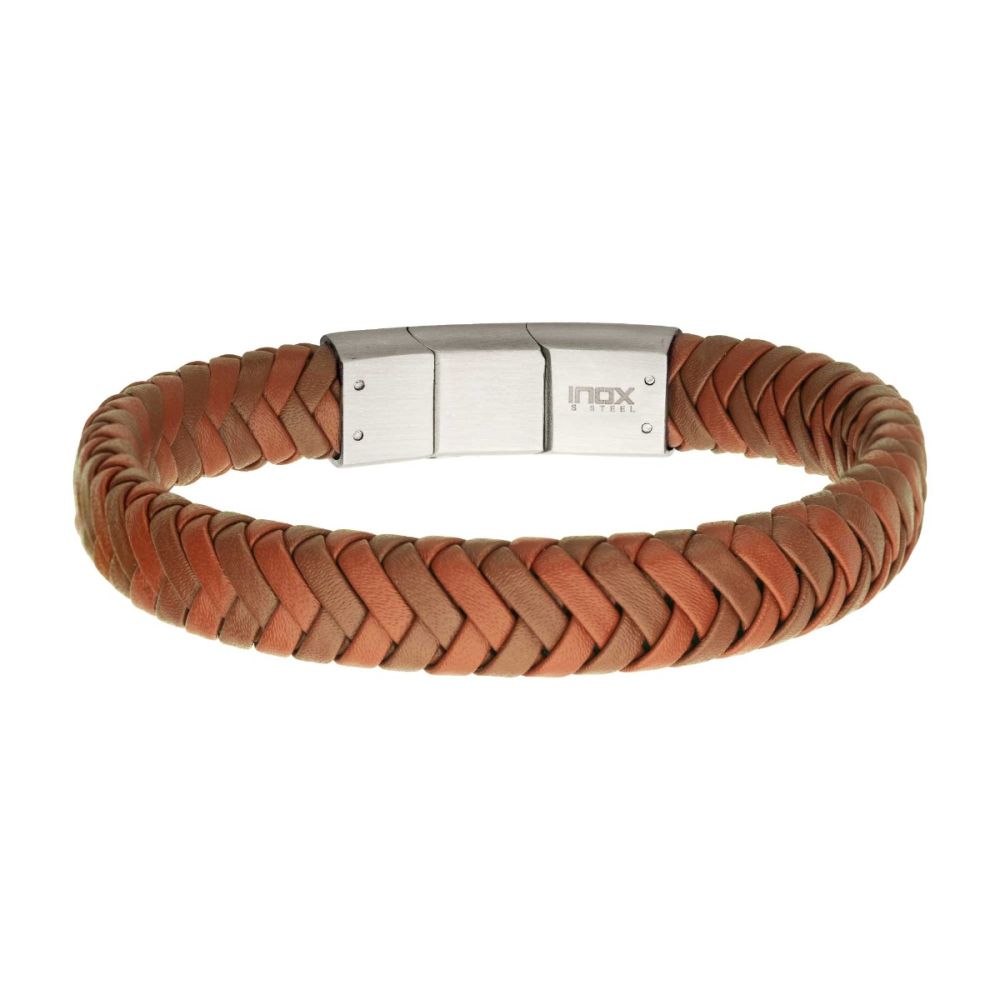 Tan Braided Genuine Leather Bracelet
