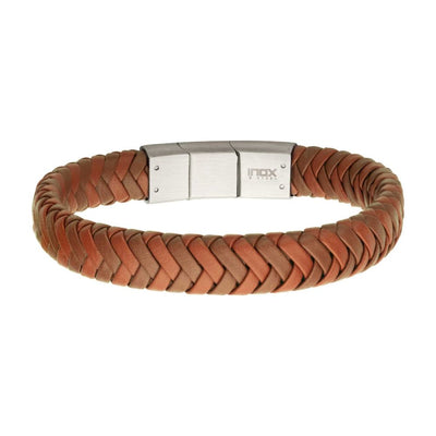 Tan Braided Genuine Leather Bracelet