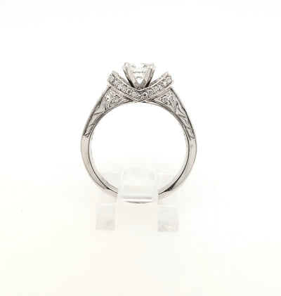 18KW 1.14ctTW Oval & Round Diamond Engagement Ring