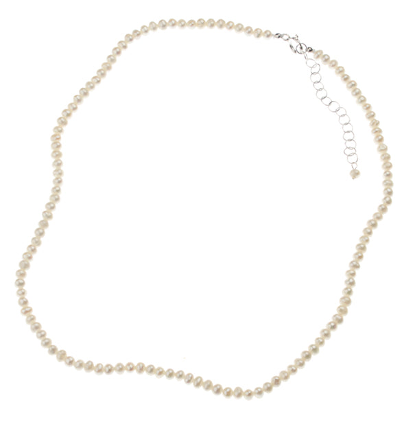 Jolie Sterling Silver 3-4mm White Freshwater Pearl Necklace